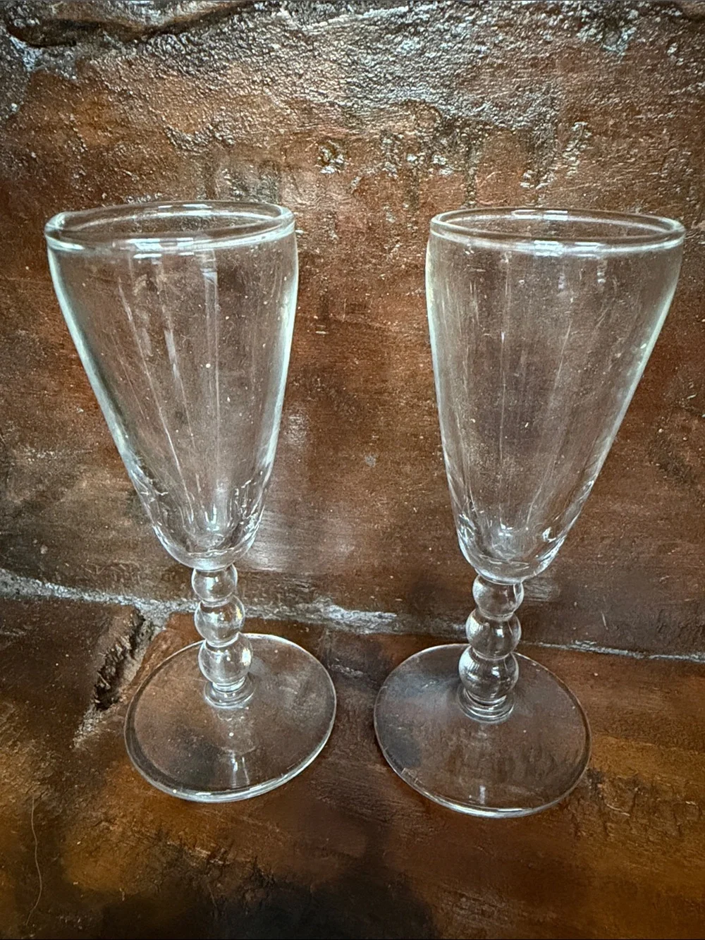 Vintage Pair of Cordial Clear Beehive Glasses